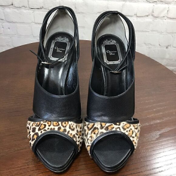 CHRISTIAN DIOR Pony Hair Peep Toe sky High heels. Very Sexy 7.5 (37.5) - Picture 3 of 8